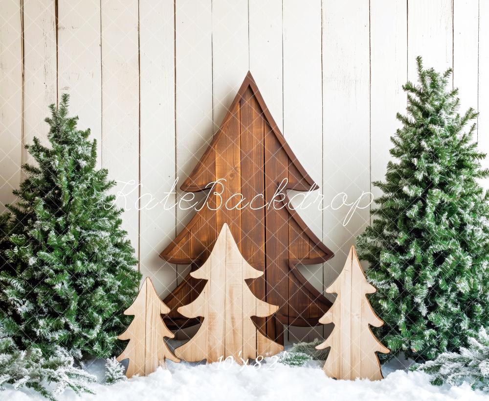 Kate Wooden Christmas Trees Snow Backdrop Designed by Patty Robert