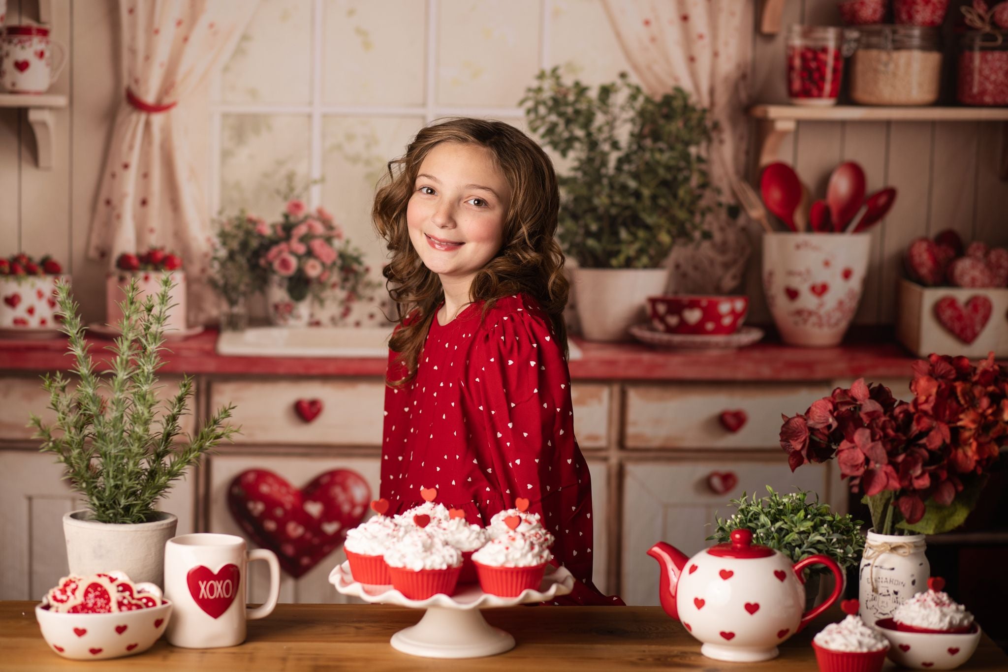 Kate Valentine's Day Kitchen Red Heart Cake Backdrop Designed by Emetselch