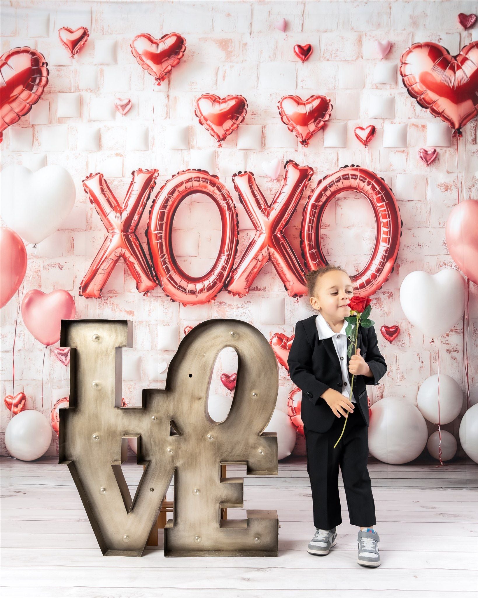 Kate Valentine's Day Pink Heart Balloon Backdrop Designed by Emetselch