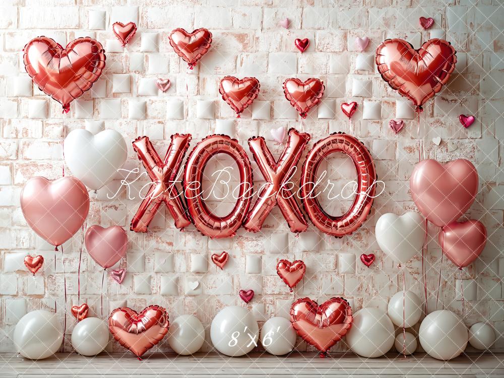 Kate Valentine's Day Pink Heart Balloon Backdrop Designed by Emetselch