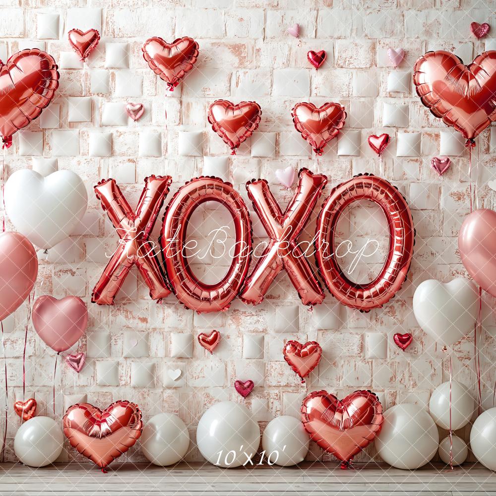 Kate Valentine's Day Pink Heart Balloon Backdrop Designed by Emetselch