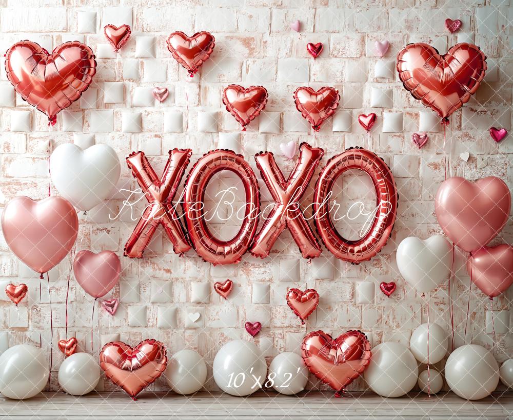 Kate Valentine's Day Pink Heart Balloon Backdrop Designed by Emetselch