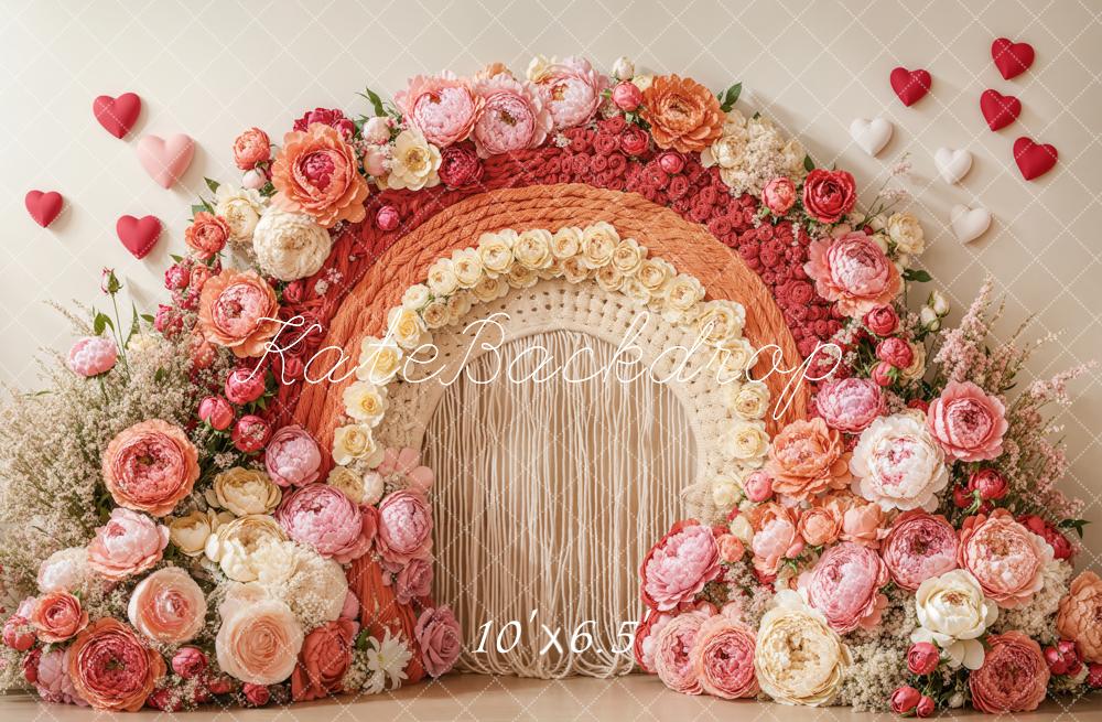 Kate Boho Floral Arch Heart Pink Backdrop Designed by Emetselch