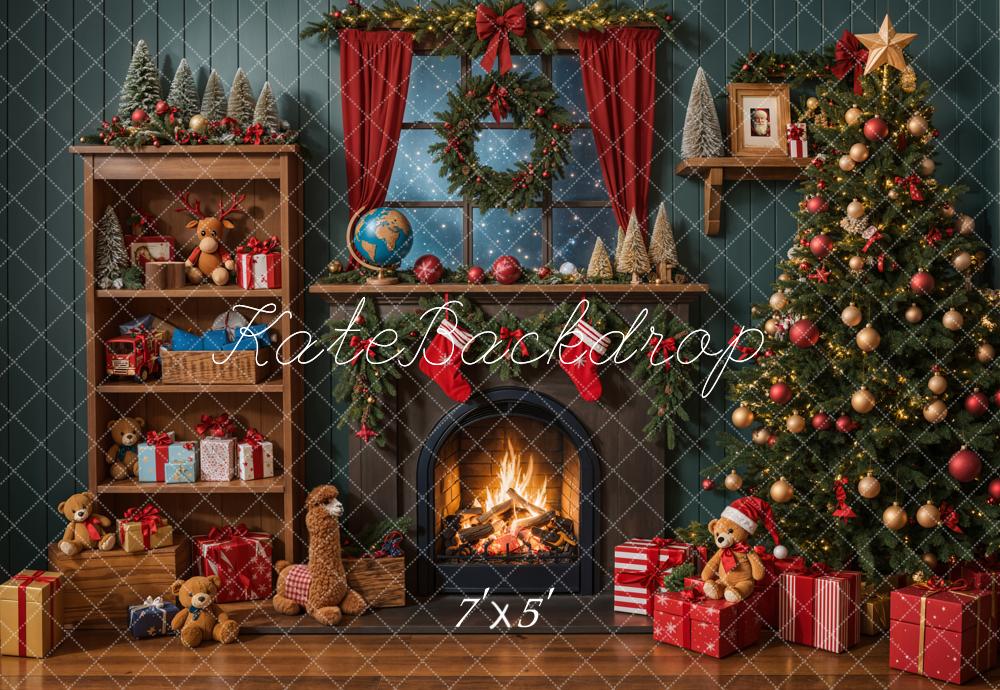 Kate Christmas Tree Fireplace Shelf Gifts Backdrop Designed by Emetselch