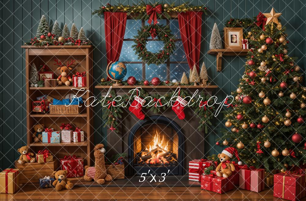 Kate Christmas Tree Fireplace Shelf Gifts Backdrop Designed by Emetselch