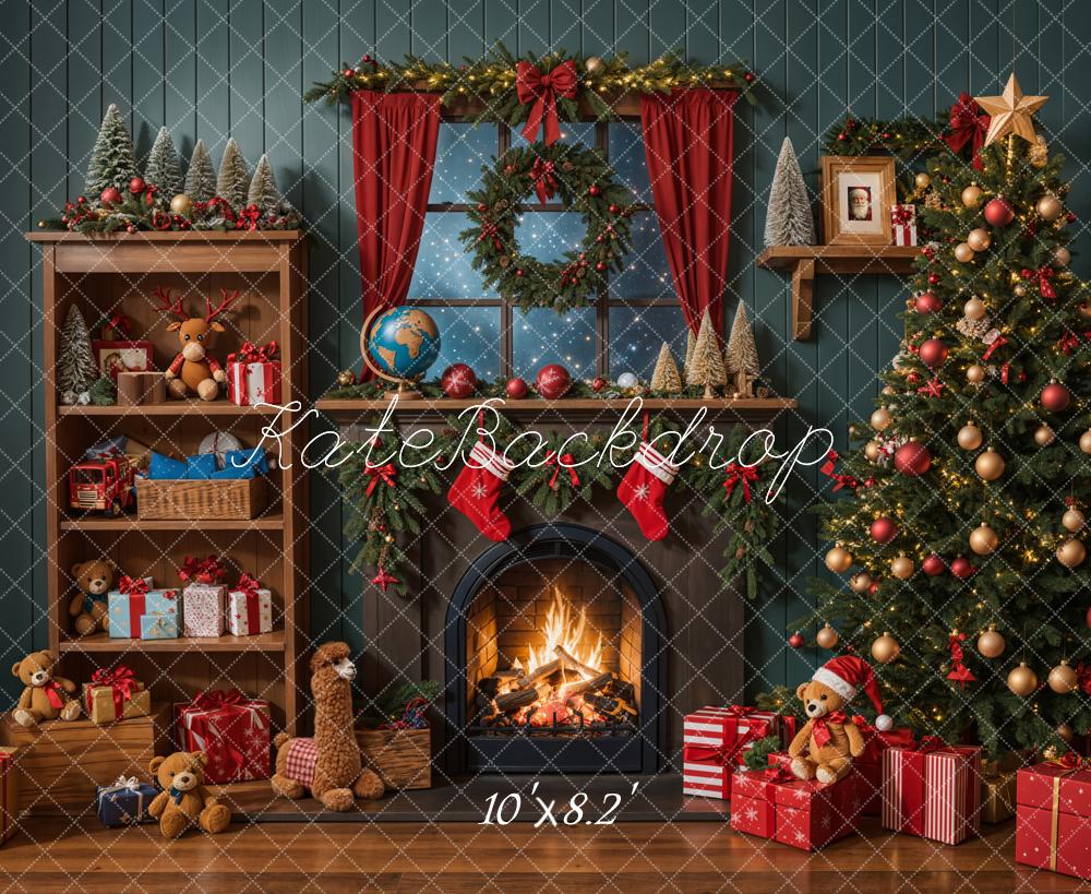 Kate Christmas Tree Fireplace Shelf Gifts Backdrop Designed by Emetselch