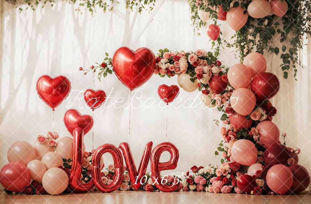 Kate Valentine's Day Love Balloon Flower Arch Backdrop Designed by Emetselch