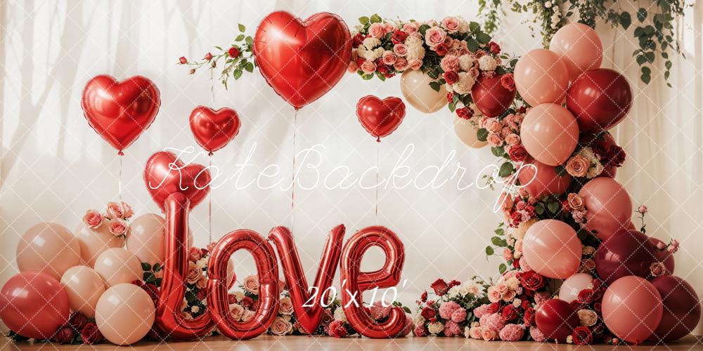 Kate Valentine's Day Love Balloon Flower Arch Backdrop Designed by Emetselch