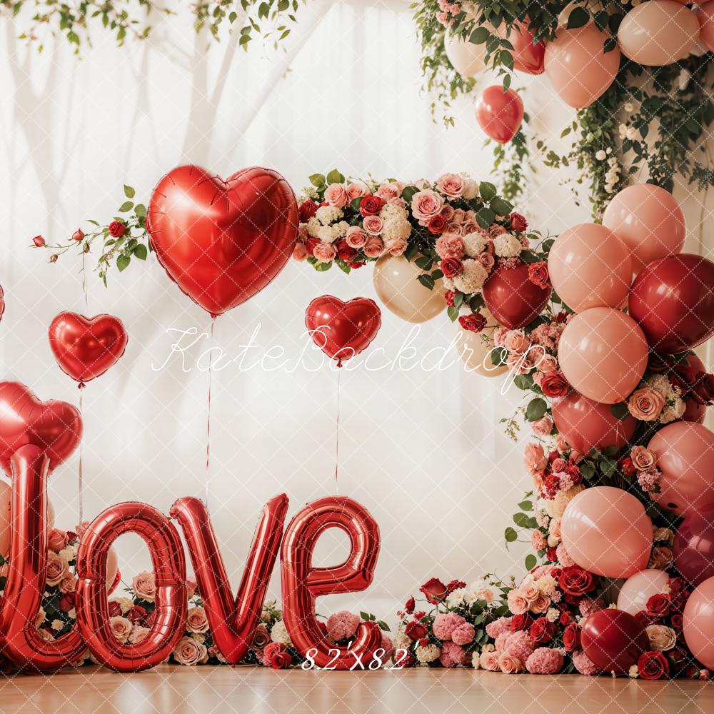 Kate Valentine's Day Love Balloon Flower Arch Backdrop Designed by Emetselch