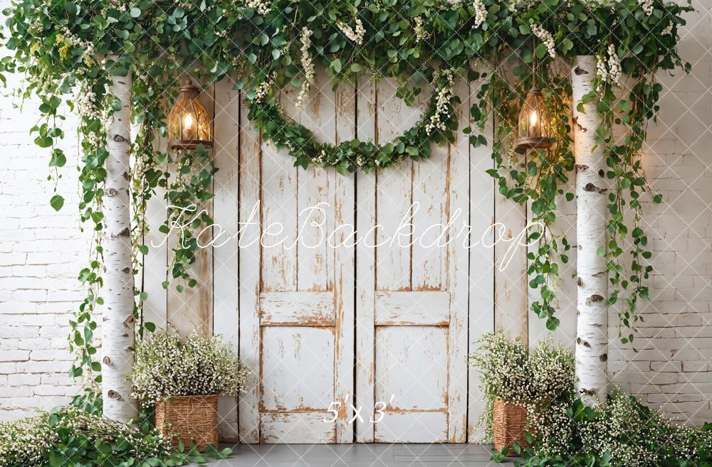 Kate Spring Rustic Wooden Floral Door Backdrop Designed by Emetselch