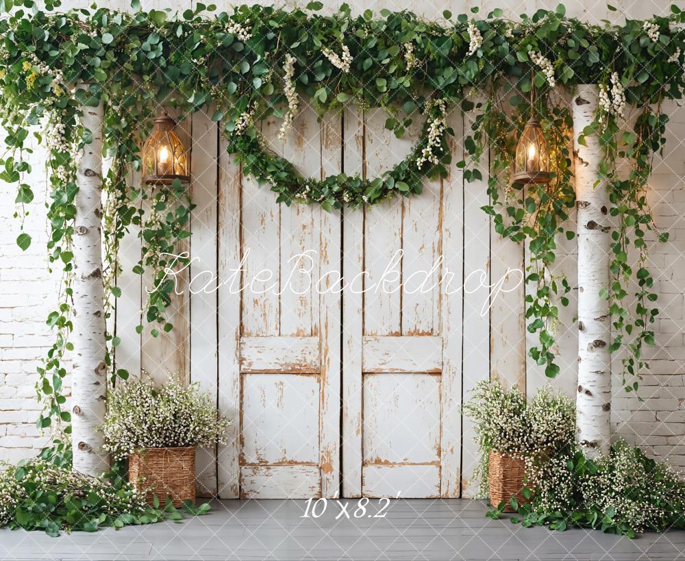 Kate Spring Rustic Wooden Floral Door Backdrop Designed by Emetselch