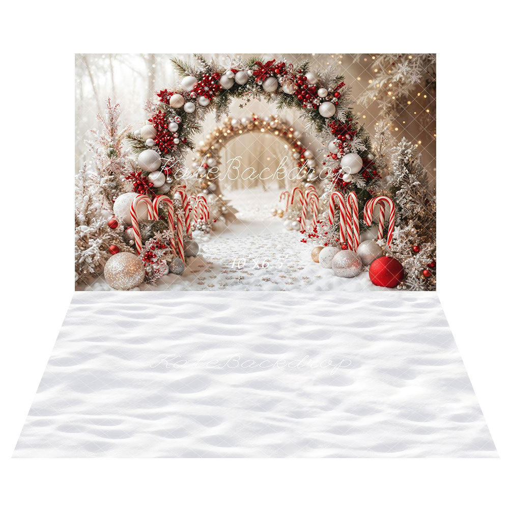 Kate Christmas Arch Snow Backdrop+White Snow Floor Backdrop