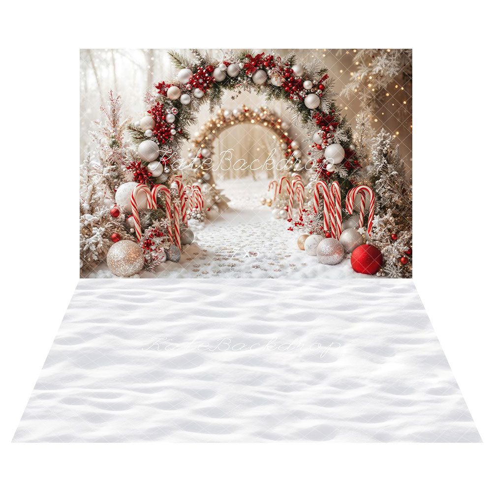 Kate Christmas Arch Snow Backdrop+White Snow Floor Backdrop