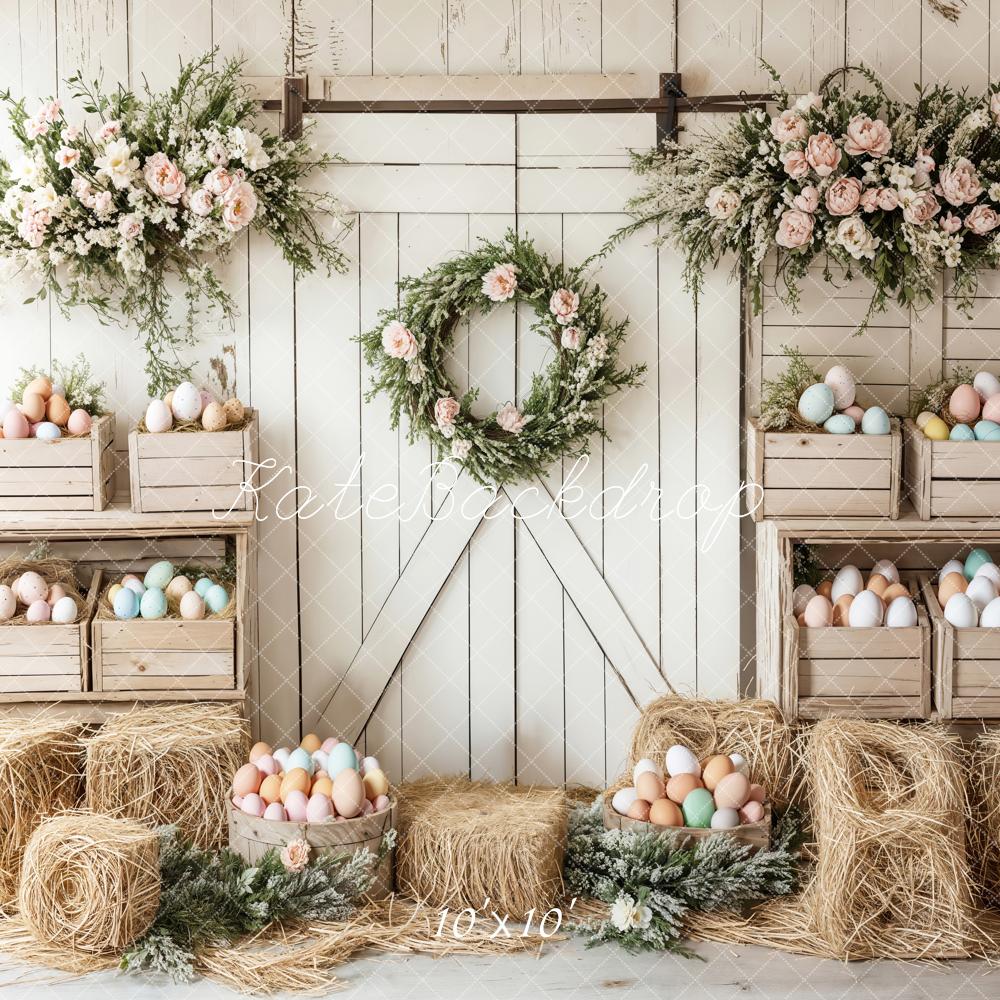 Kate Easter Floral Egg Farmhouse Backdrop Designed by Emetselch