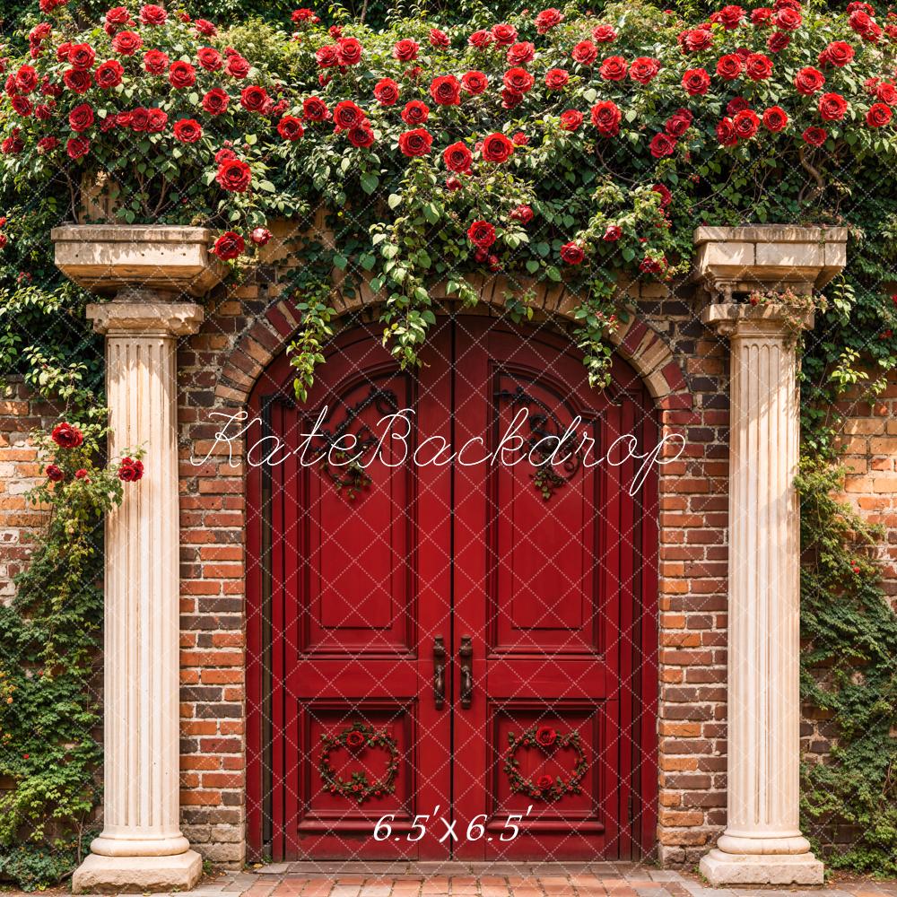 Kate Spring Flowers Red Gate Backdrop Designed by Chain Photography