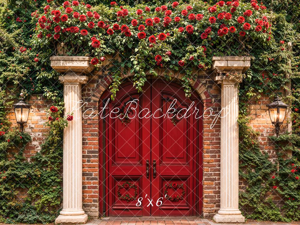 Kate Spring Flowers Red Gate Backdrop Designed by Chain Photography