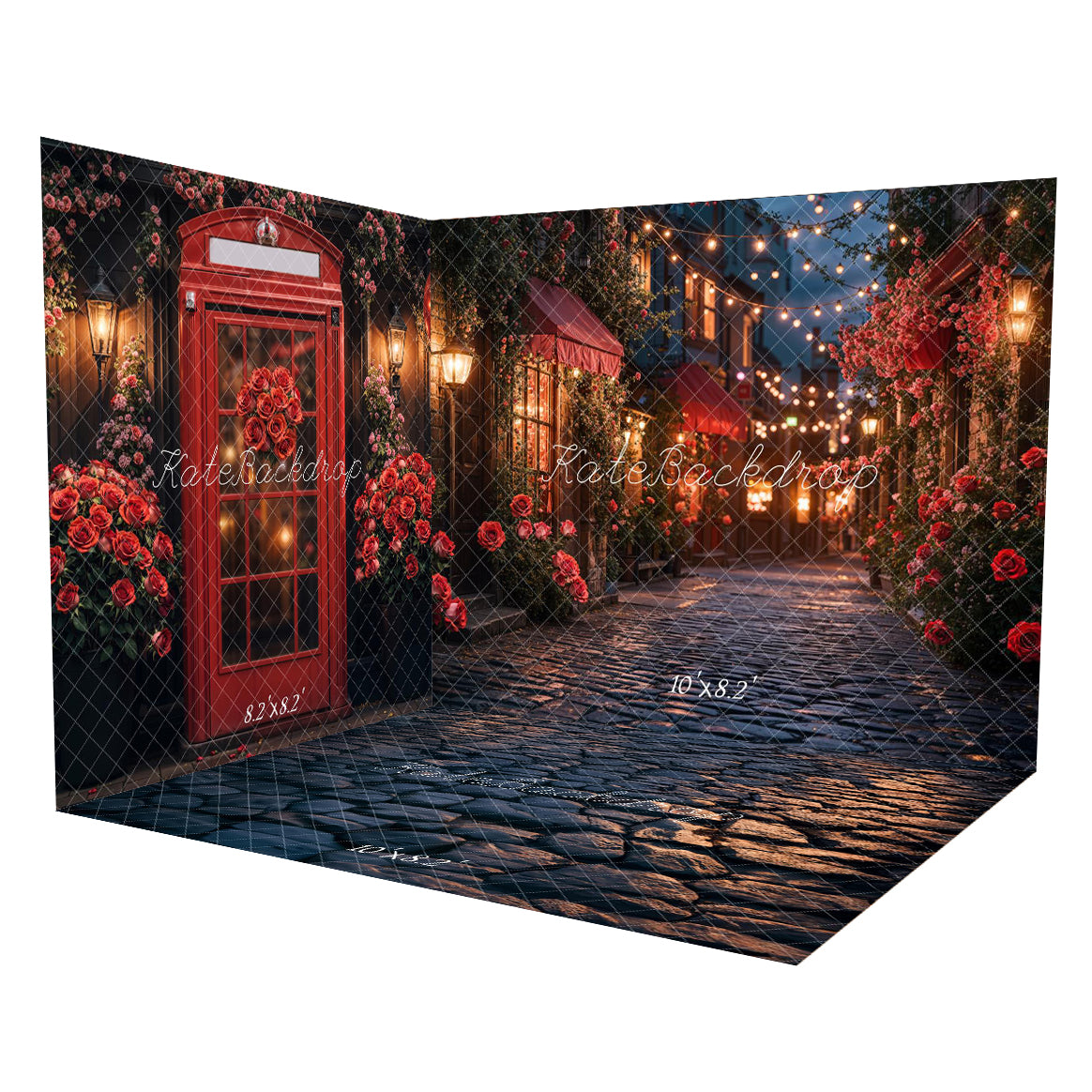 Kate Valentine's Day Red Rose Street Room Set(8ftx8ft&10ftx8ft&8ftx10ft)