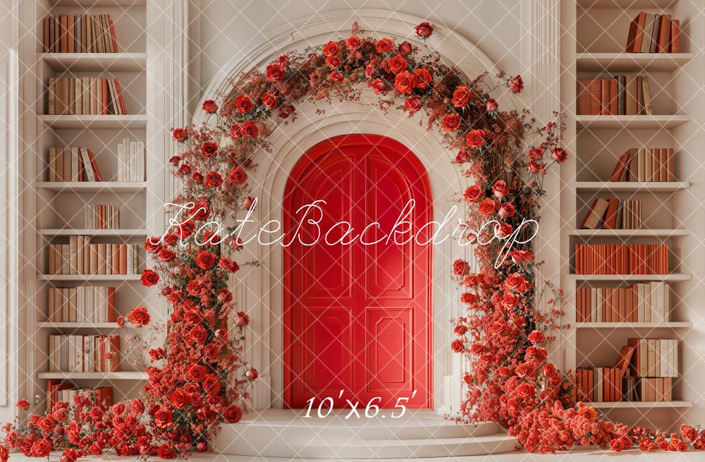 Kate Valentine's Day Book Arch Flowers Backdrop Designed by Chain Photography