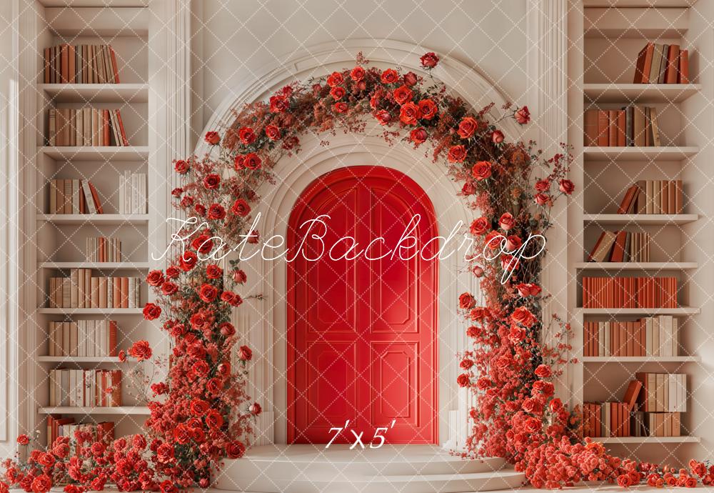 Kate Valentine's Day Book Arch Flowers Backdrop Designed by Chain Photography