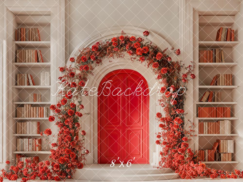 Kate Valentine's Day Book Arch Flowers Backdrop Designed by Chain Photography