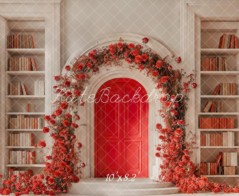 Kate Valentine's Day Book Arch Flowers Backdrop Designed by Chain Photography