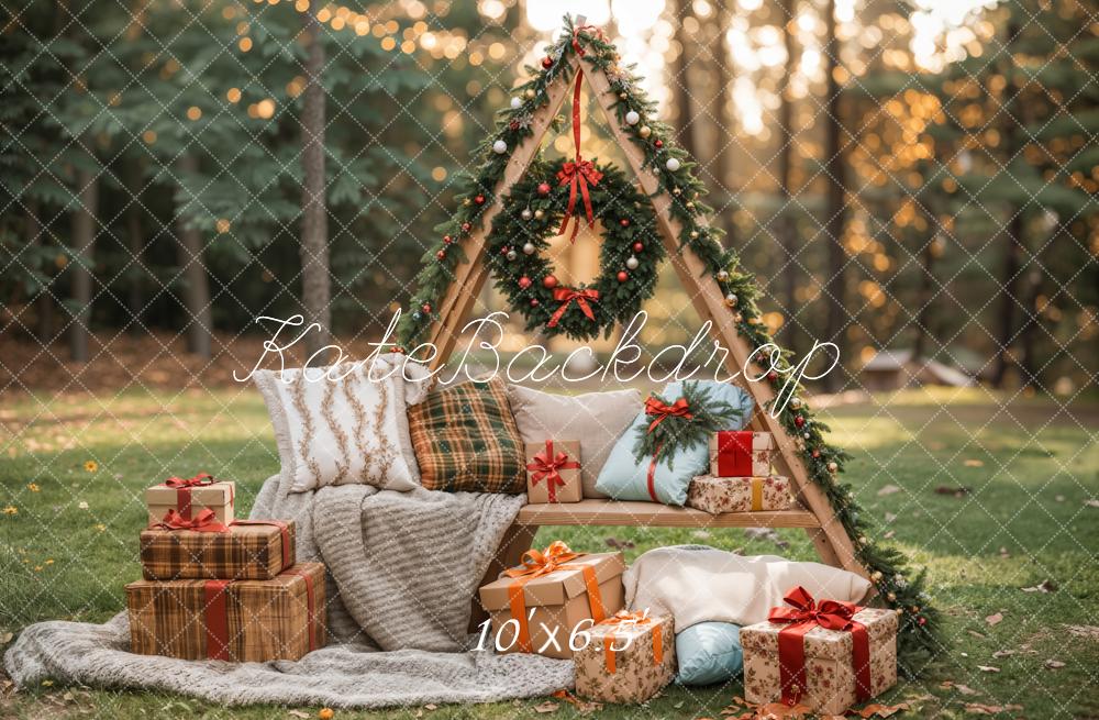 Kate Outdoor Forest Grassland Christmas Backdrop Designed by Emetselch