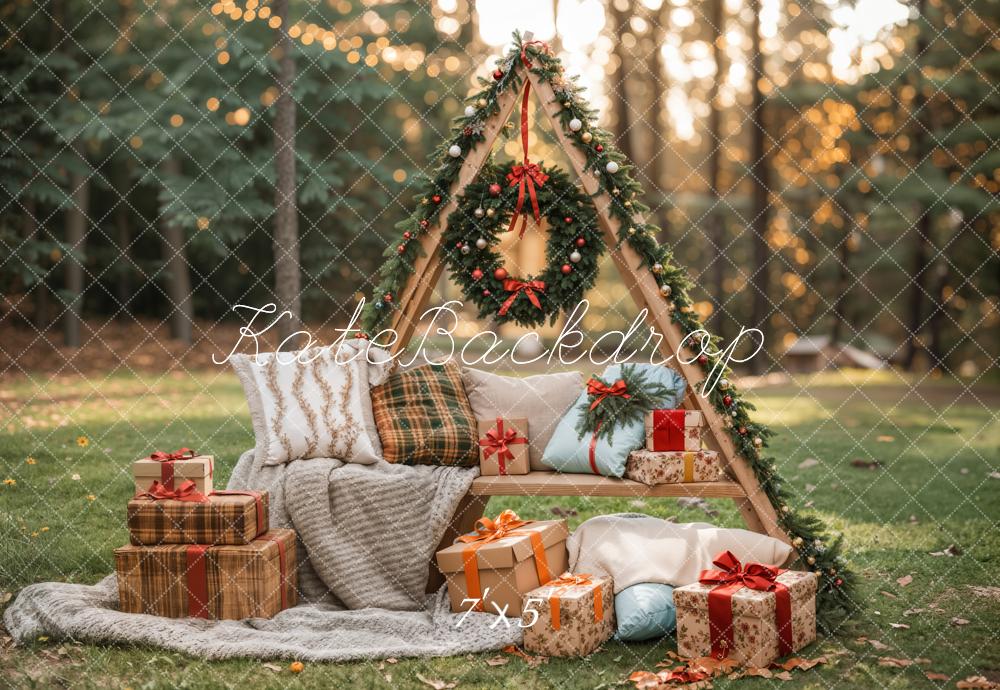 Kate Outdoor Forest Grassland Christmas Backdrop Designed by Emetselch