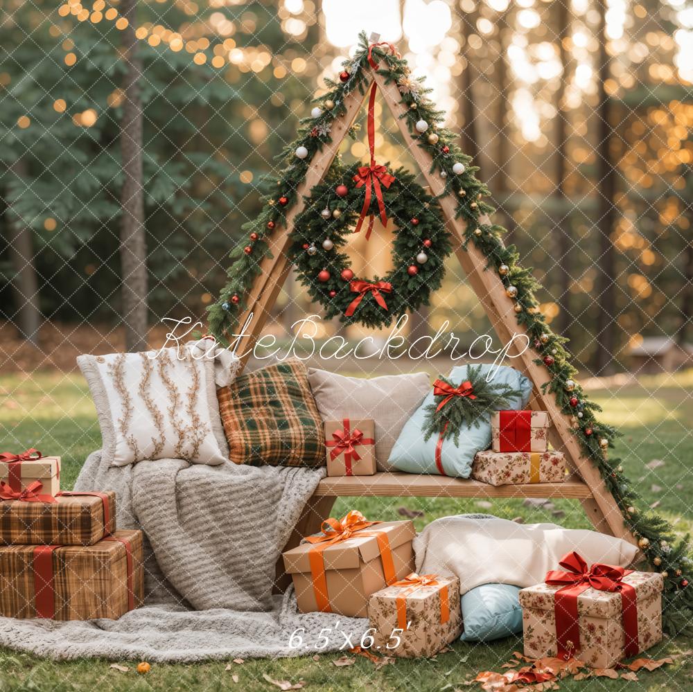 Kate Outdoor Forest Grassland Christmas Backdrop Designed by Emetselch