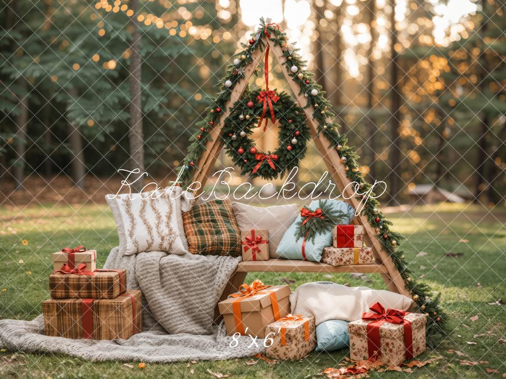 Kate Outdoor Forest Grassland Christmas Backdrop Designed by Emetselch