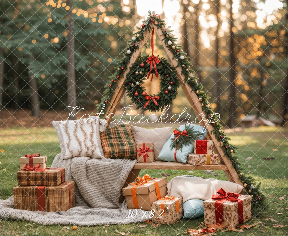 Kate Outdoor Forest Grassland Christmas Backdrop Designed by Emetselch