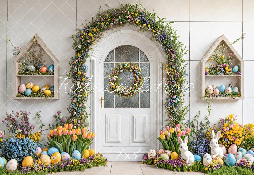 AUSALE Kate White Easter Eggs Bunny Flower Arch Backdrop Designed by Emetselch