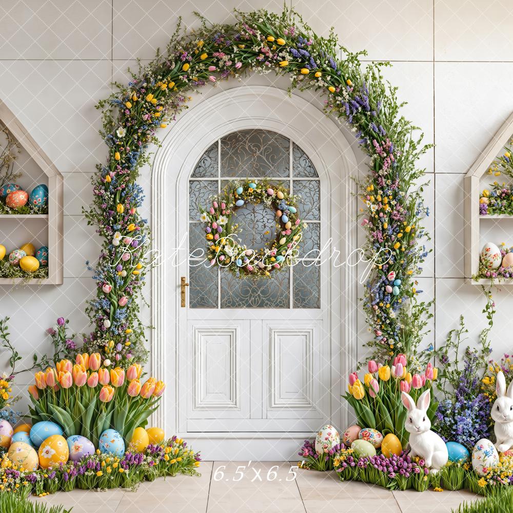 AUSALE Kate White Easter Eggs Bunny Flower Arch Backdrop Designed by Emetselch