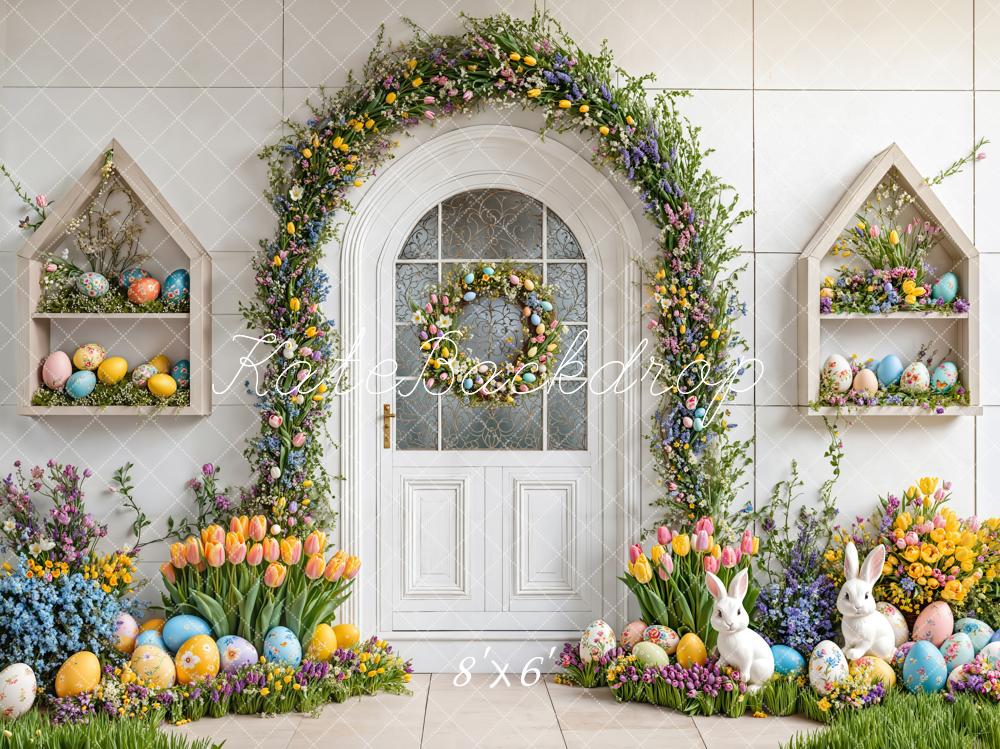 AUSALE Kate White Easter Eggs Bunny Flower Arch Backdrop Designed by Emetselch