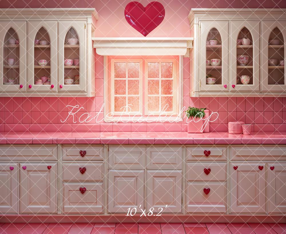 Kate Valentine Barbie Pink Kitchen Backdrop Designed by Emetselch