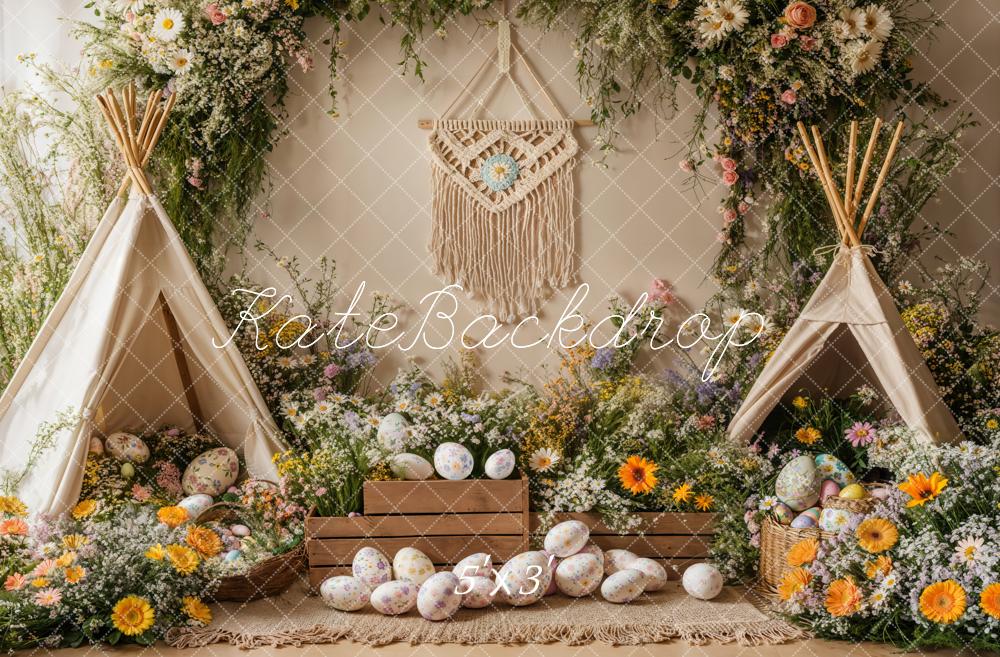 Kate Boho Easter Spring Tent Backdrop Designed by Emetselch