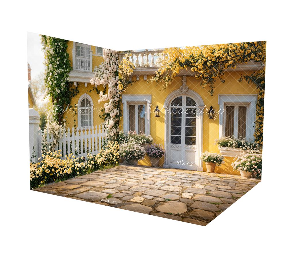 Kate Spring Yellow Sunshine Flowers Stone Room Set(8ftx8ft&10ftx8ft&8ftx10ft)