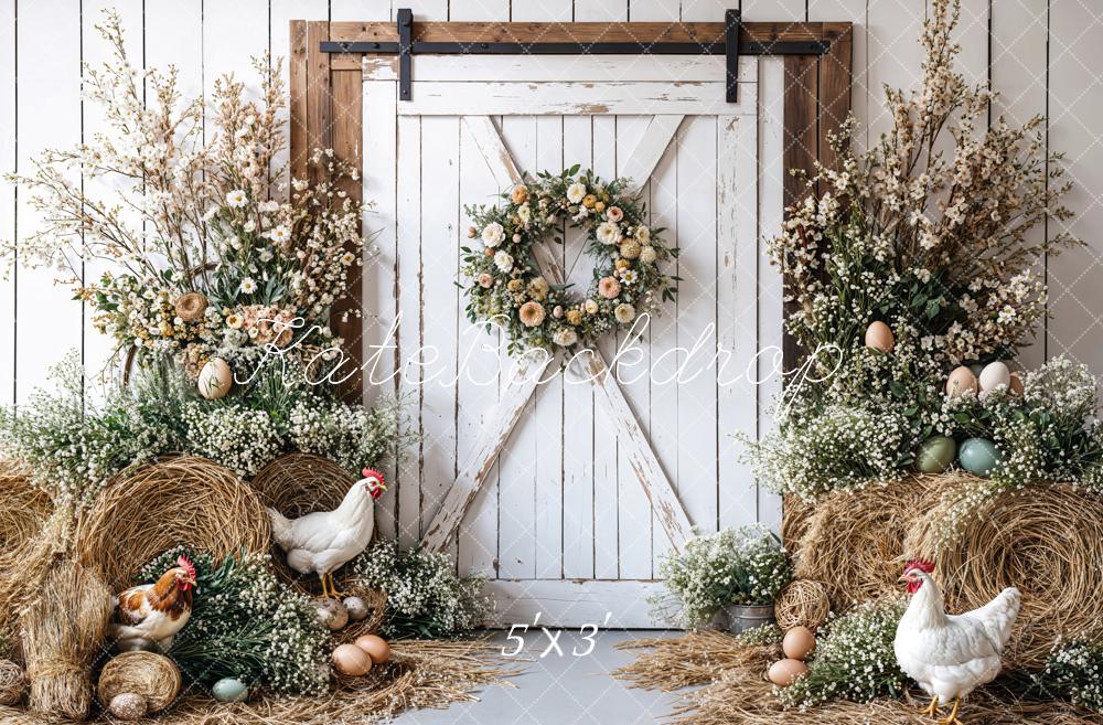 Kate Easter Farmhouse Spring Floral Backdrop Designed by Emetselch