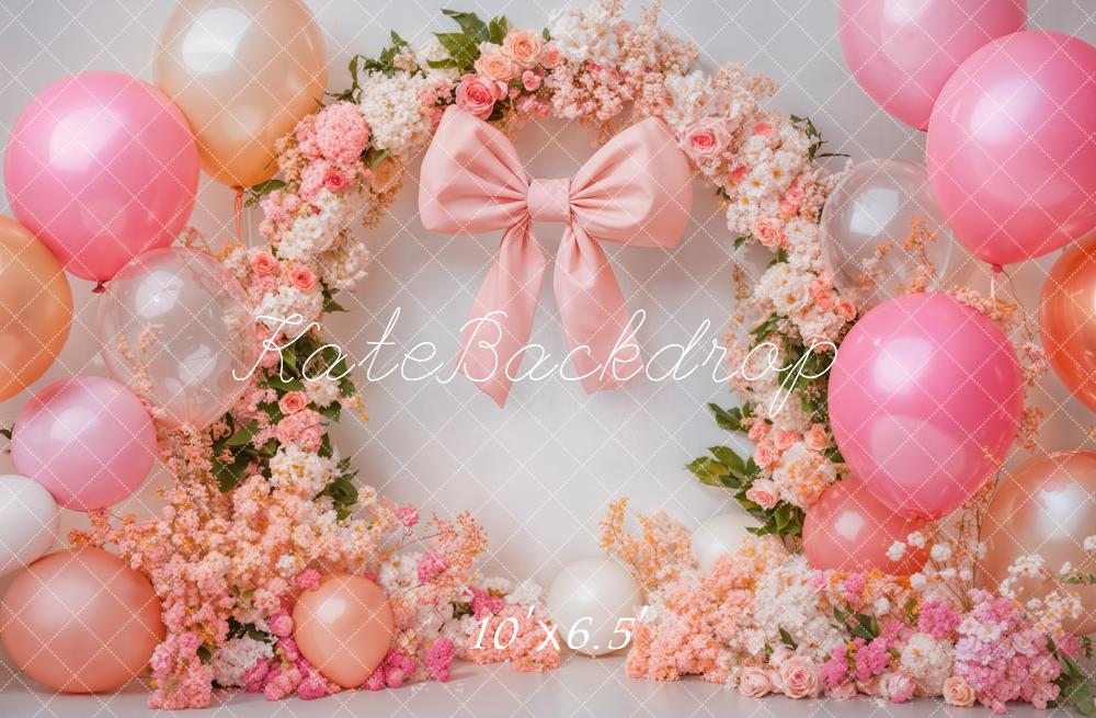 Kate Cake Smash Pink Backdrop Floral Balloon Designed by Emetselch