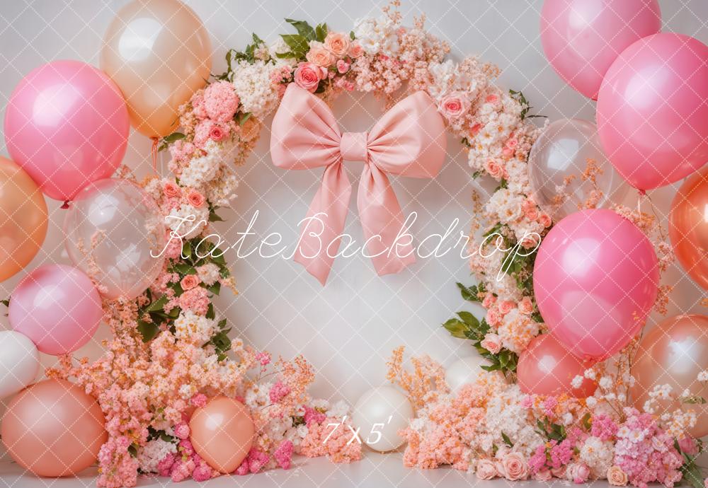 Kate Cake Smash Pink Backdrop Floral Balloon Designed by Emetselch