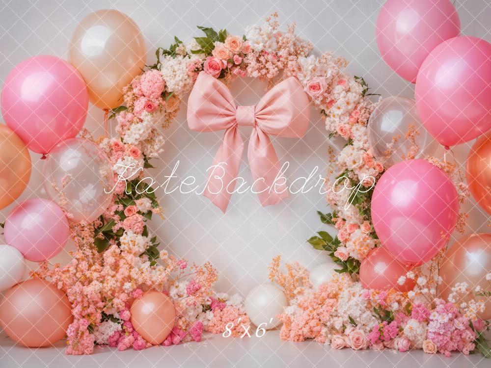 Kate Cake Smash Pink Backdrop Floral Balloon Designed by Emetselch