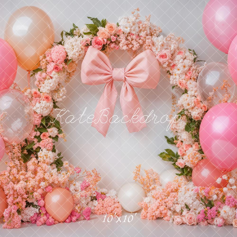 Kate Cake Smash Pink Backdrop Floral Balloon Designed by Emetselch