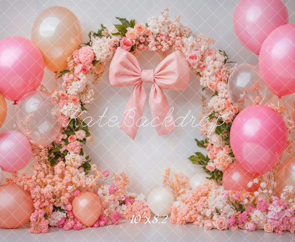 Kate Cake Smash Pink Backdrop Floral Balloon Designed by Emetselch