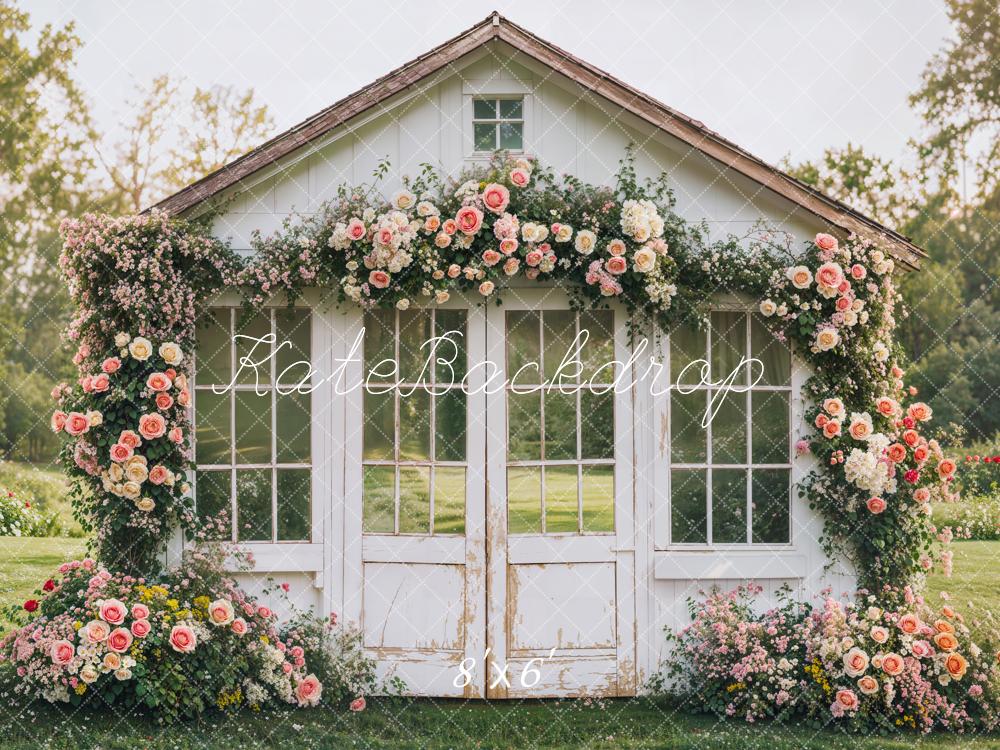 Kate Spring Flower House Rustic Garden Backdrop Designed by Emetselch