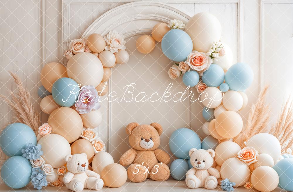 Kate Bear Balloon Arch Boho Backdrop Designed by Emetselch