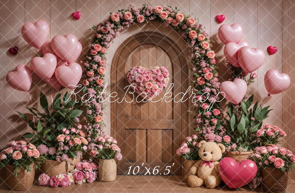 Kate Valentine Floral Arch Pink Balloons Backdrop Designed by Emetselch