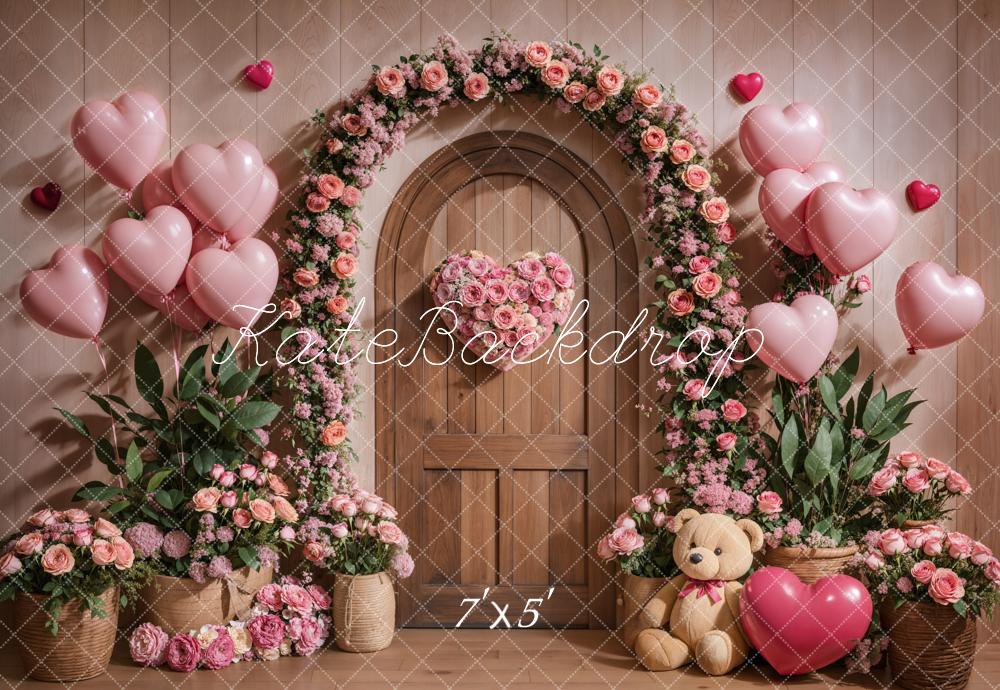 Kate Valentine Floral Arch Pink Balloons Backdrop Designed by Emetselch