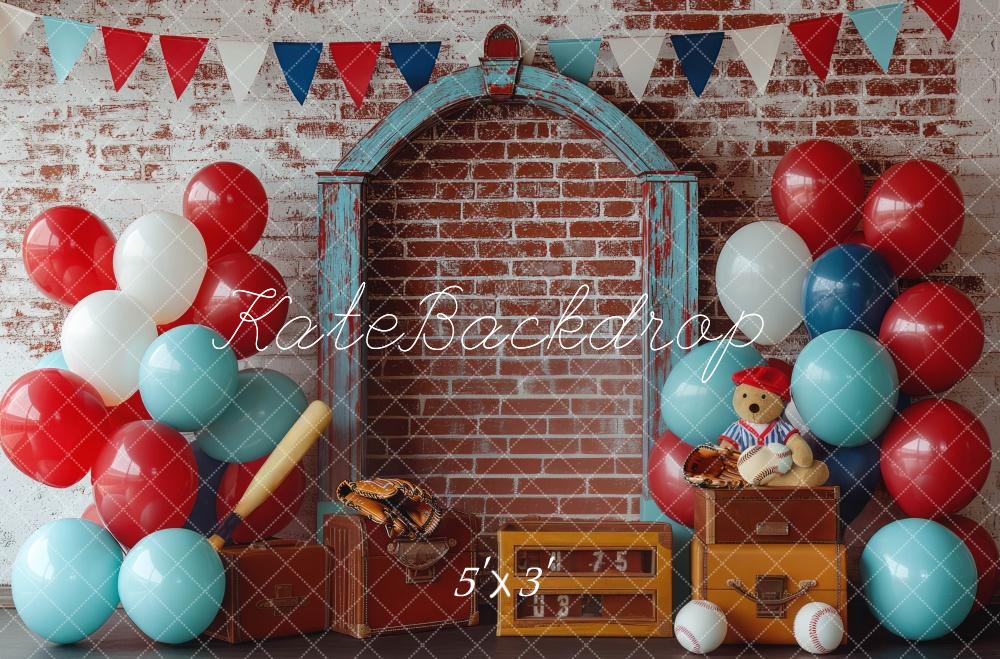 Kate Baseball Interior Cake Smash Backdrop Designed by Mini MakeBelieve