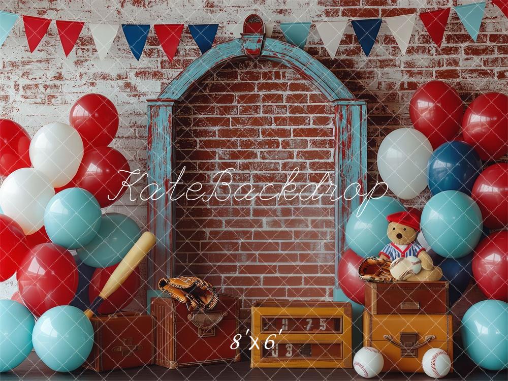 Kate Baseball Interior Cake Smash Backdrop Designed by Mini MakeBelieve