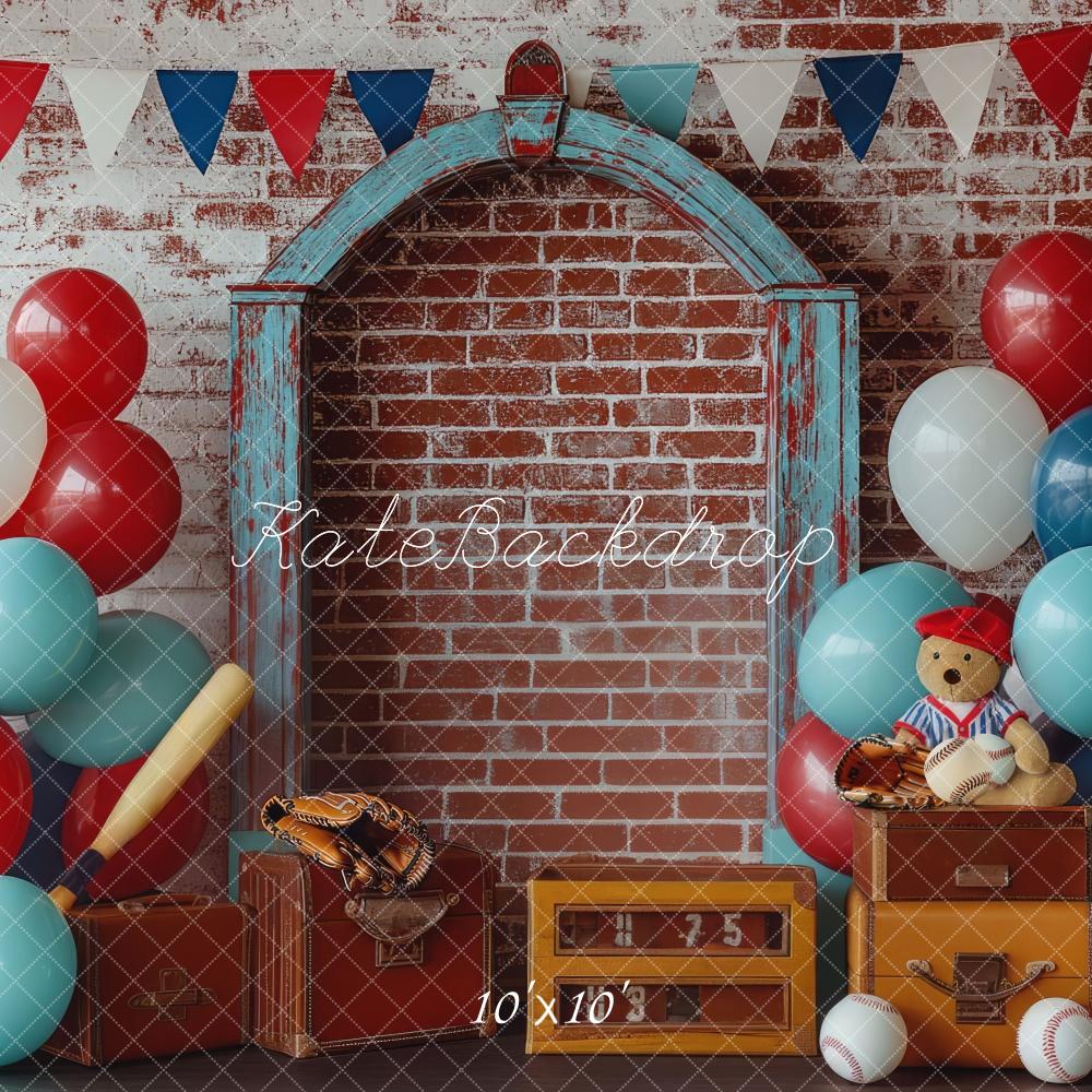 Kate Baseball Interior Cake Smash Backdrop Designed by Mini MakeBelieve