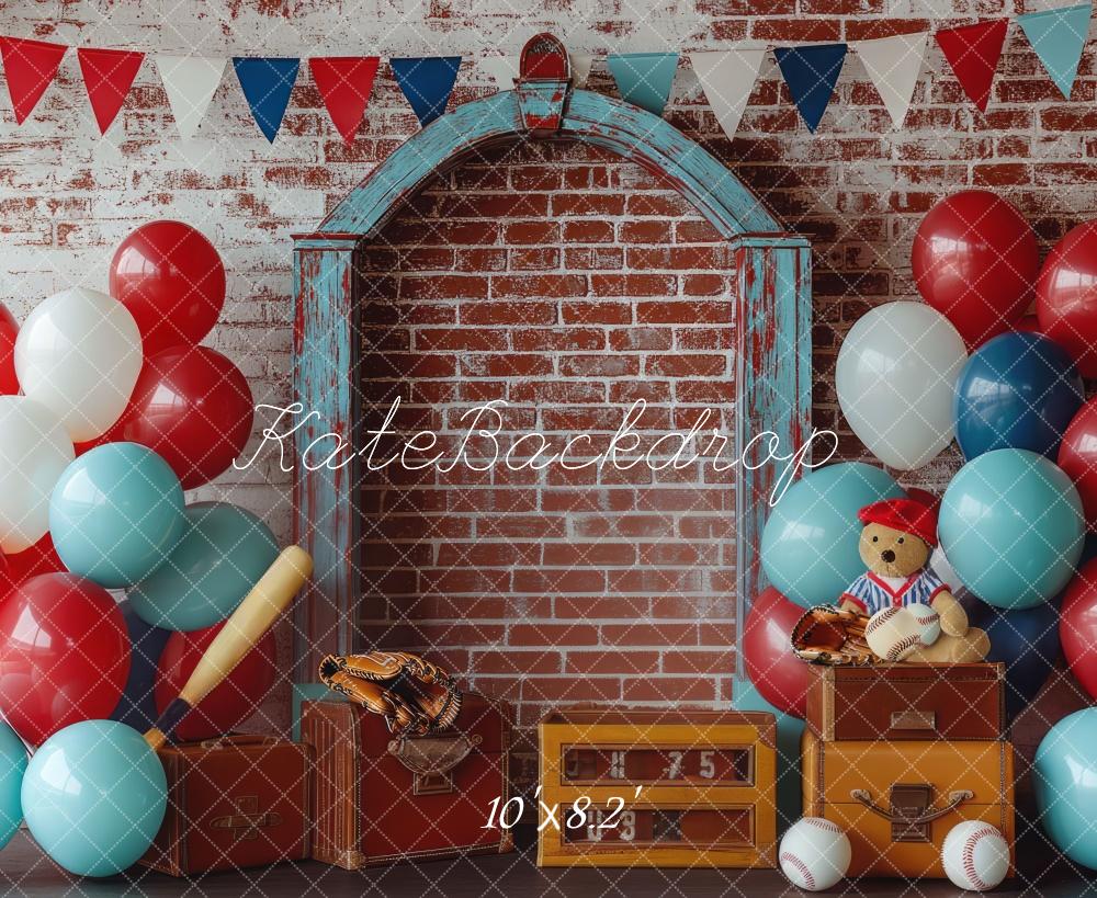 Kate Baseball Interior Cake Smash Backdrop Designed by Mini MakeBelieve